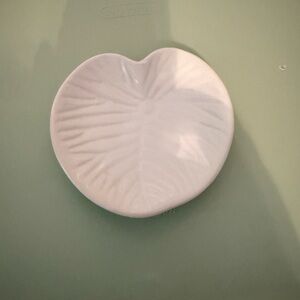 Vintage White Ceramic Palm Leaf-Shaped Dish